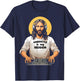 Techno Merch HARDSTYLE IS MY RELIGION Jesus Hardstyle T-Shirt - T-Shirt | Navy