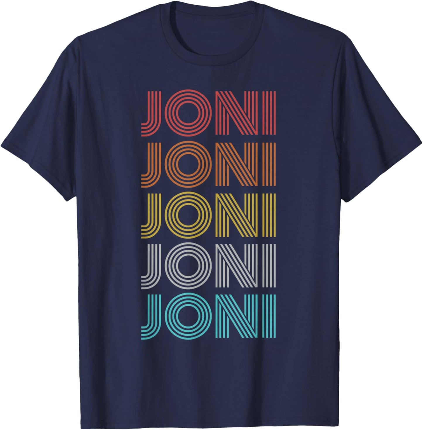 Joni Shirt Vintage Retro Apparel Adults Kids Retro Letter Print Black Small T-Shirt - T-Shirt | Navy