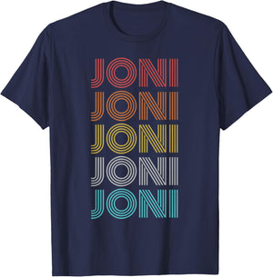 Joni Shirt Vintage Retro Apparel Adults Kids Retro Letter Print Black Small T-Shirt - T-Shirt | Navy