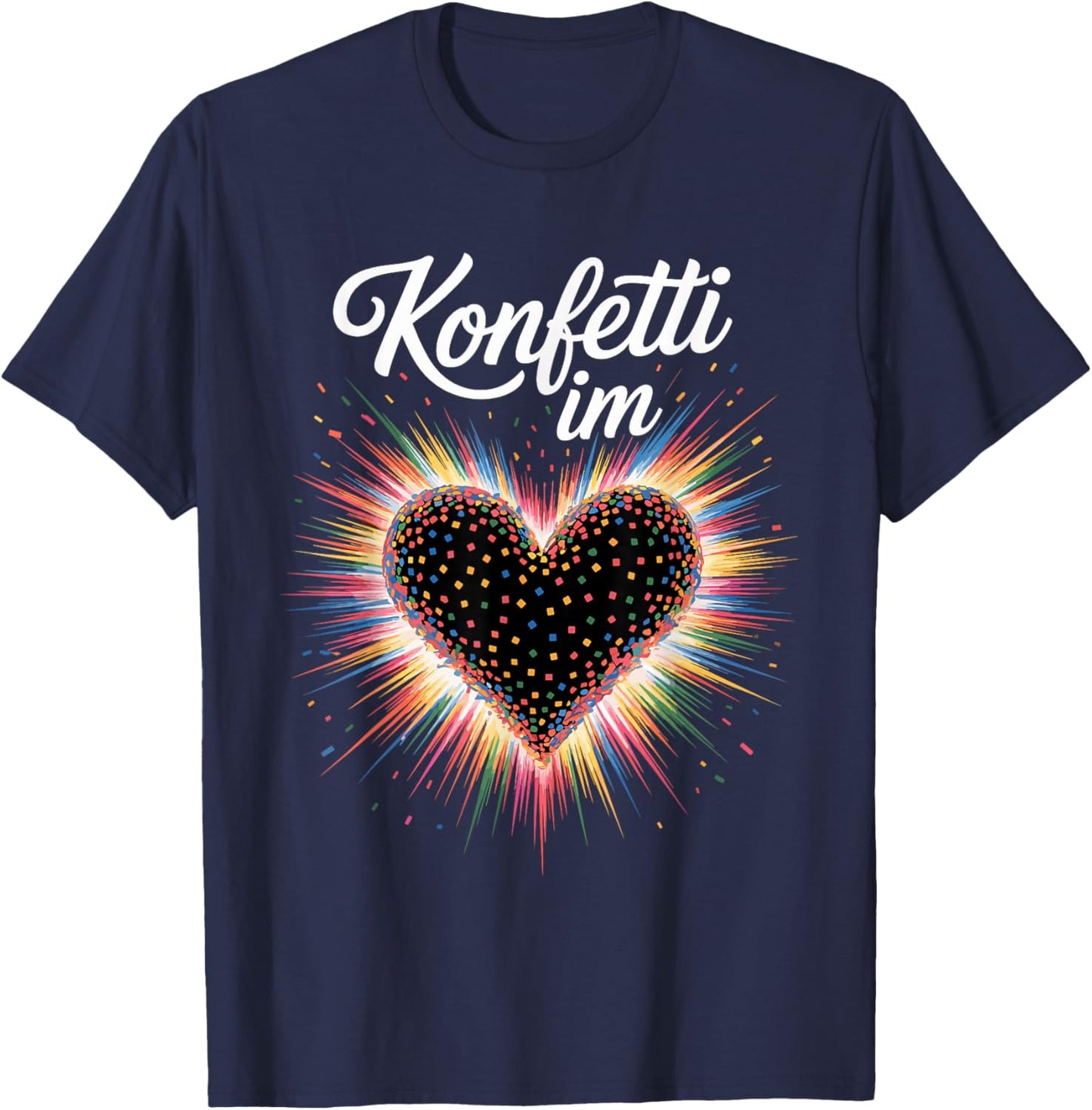 Confetti in the Heart Carnival Costume Women's Fancy Dress Outfit T-Shirt - T-Shirt | Navy