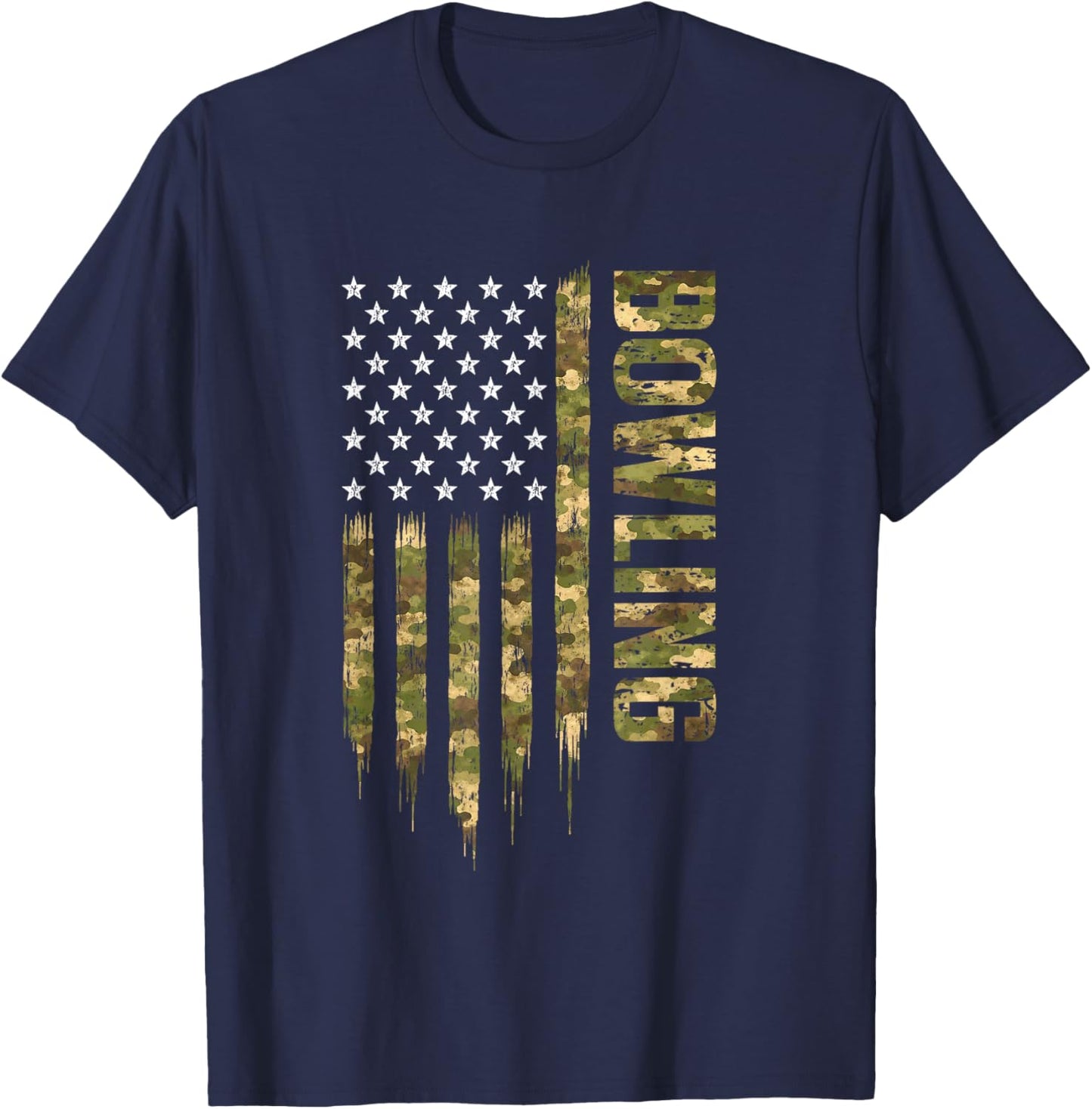 Bowling Camouflage Patriotic USA American Flag T-Shirt - T-Shirt | Navy