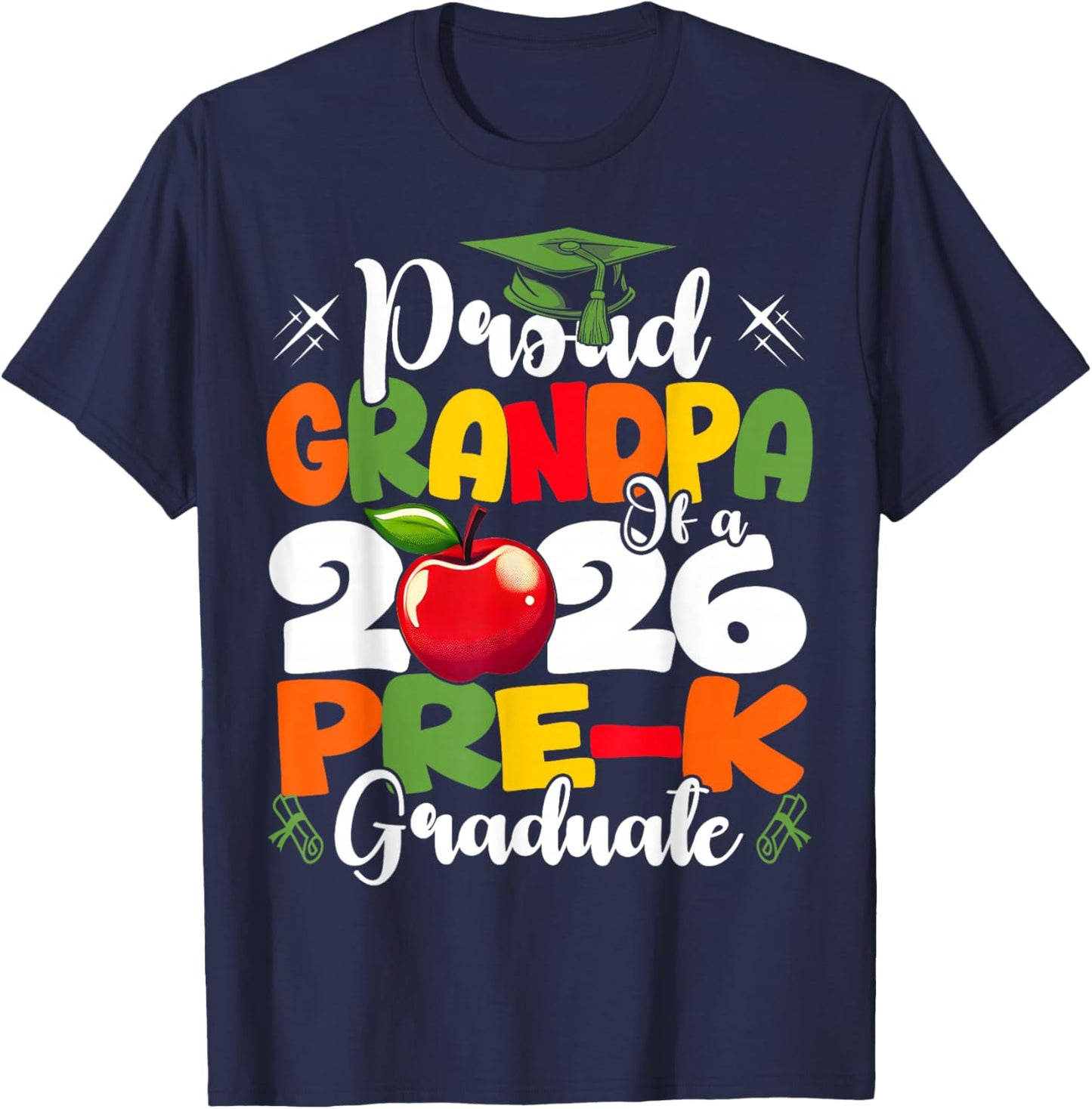 Proud Grandpa of 2026 Pre-K Graduate Fathers Day Graduation T-Shirt - T-Shirt | Navy
