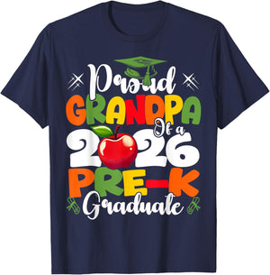 Proud Grandpa of 2026 Pre-K Graduate Fathers Day Graduation T-Shirt - T-Shirt | Navy