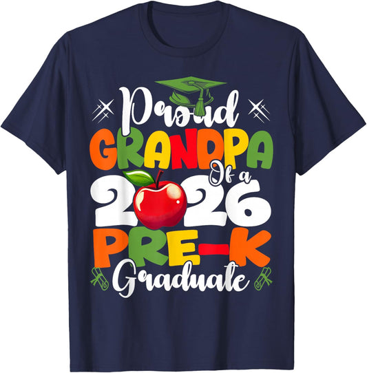 Proud Grandpa of 2026 Pre-K Graduate Fathers Day Graduation T-Shirt - T-Shirt | Navy