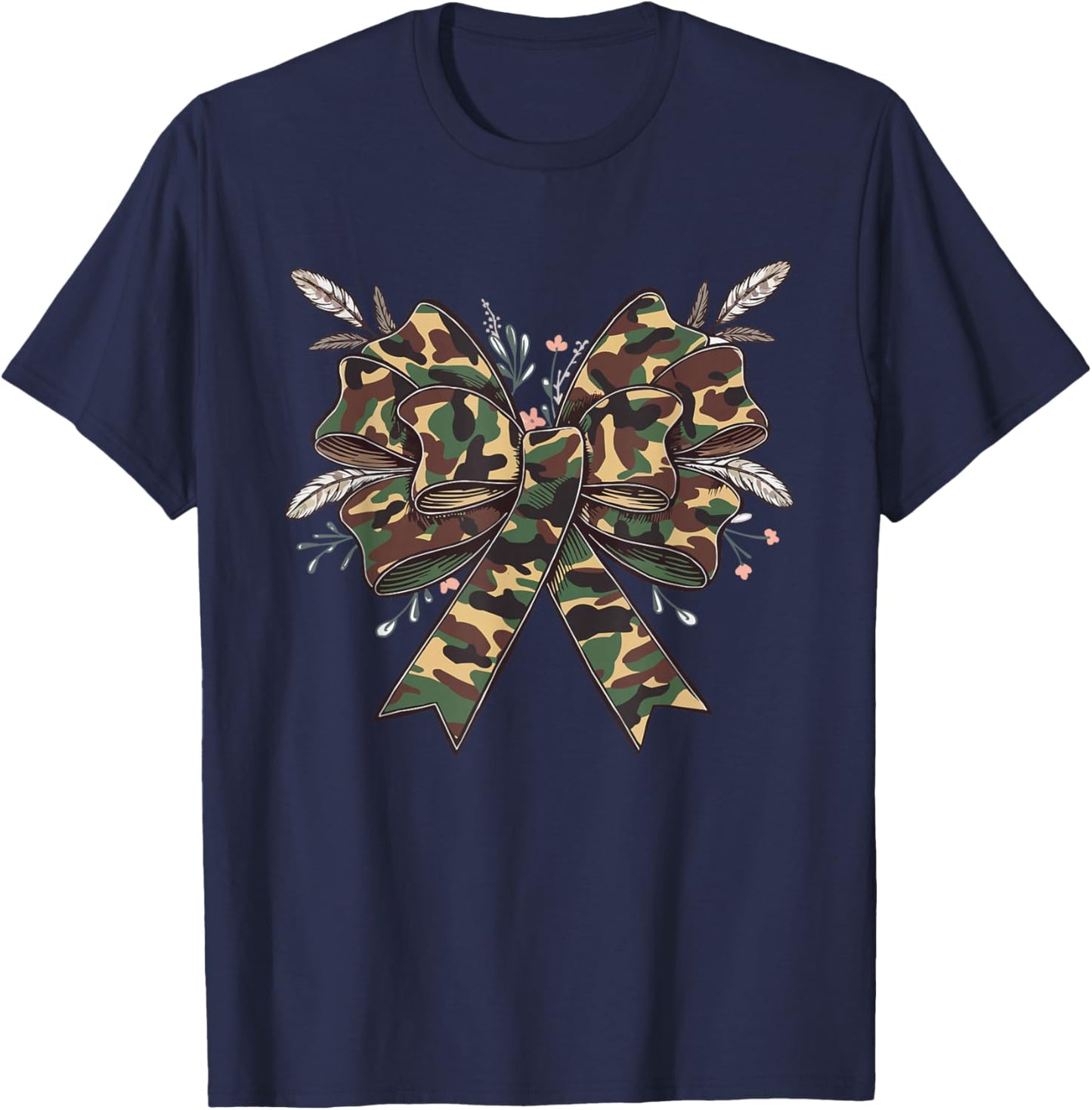 Coquette Camo Bow Camouflage Antlers Hunting Duck Women Girl T-Shirt - T-Shirt | Navy
