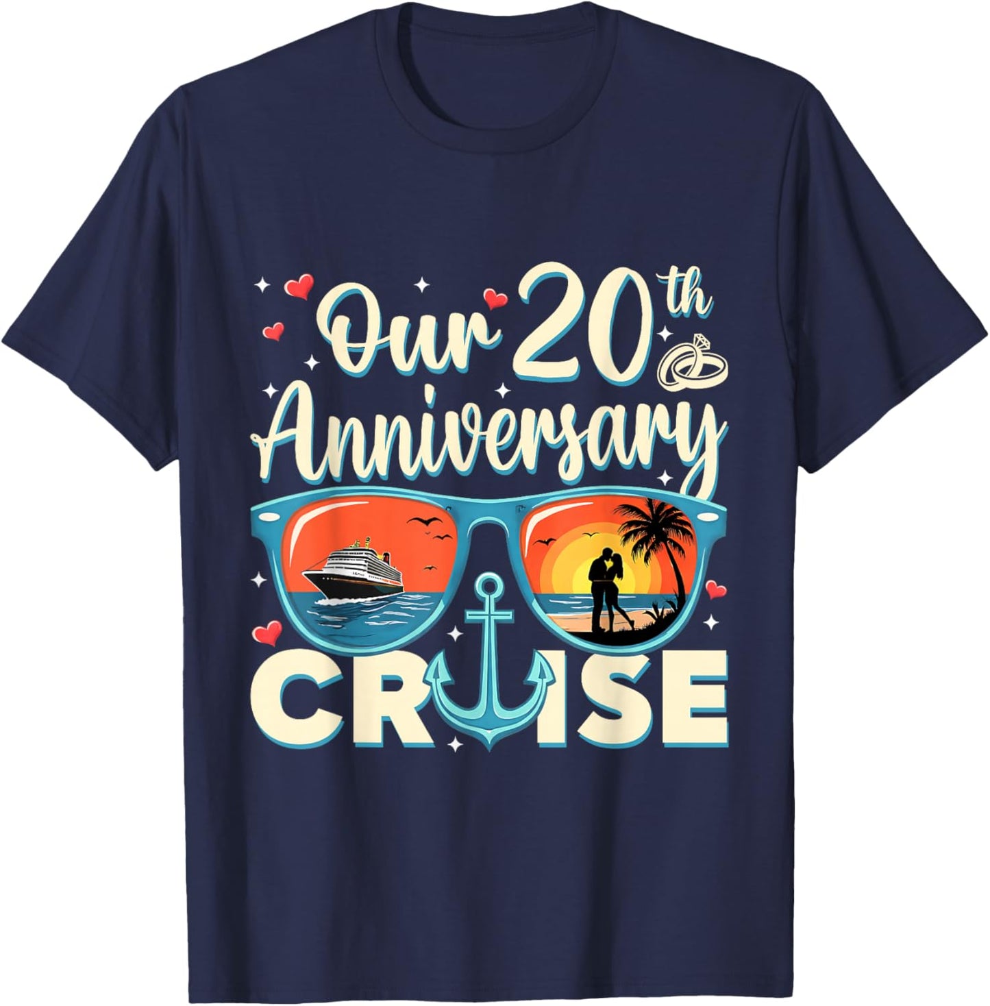 Our 20th Wedding Anniversary Cruise Vacation Couple Matching T-Shirt - T-Shirt | Navy