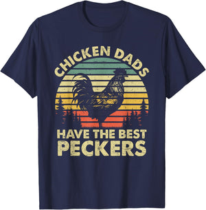 Chicken Dads Have The Best Peckers Funny Vintage Farmer T-Shirt - T-Shirt | Navy
