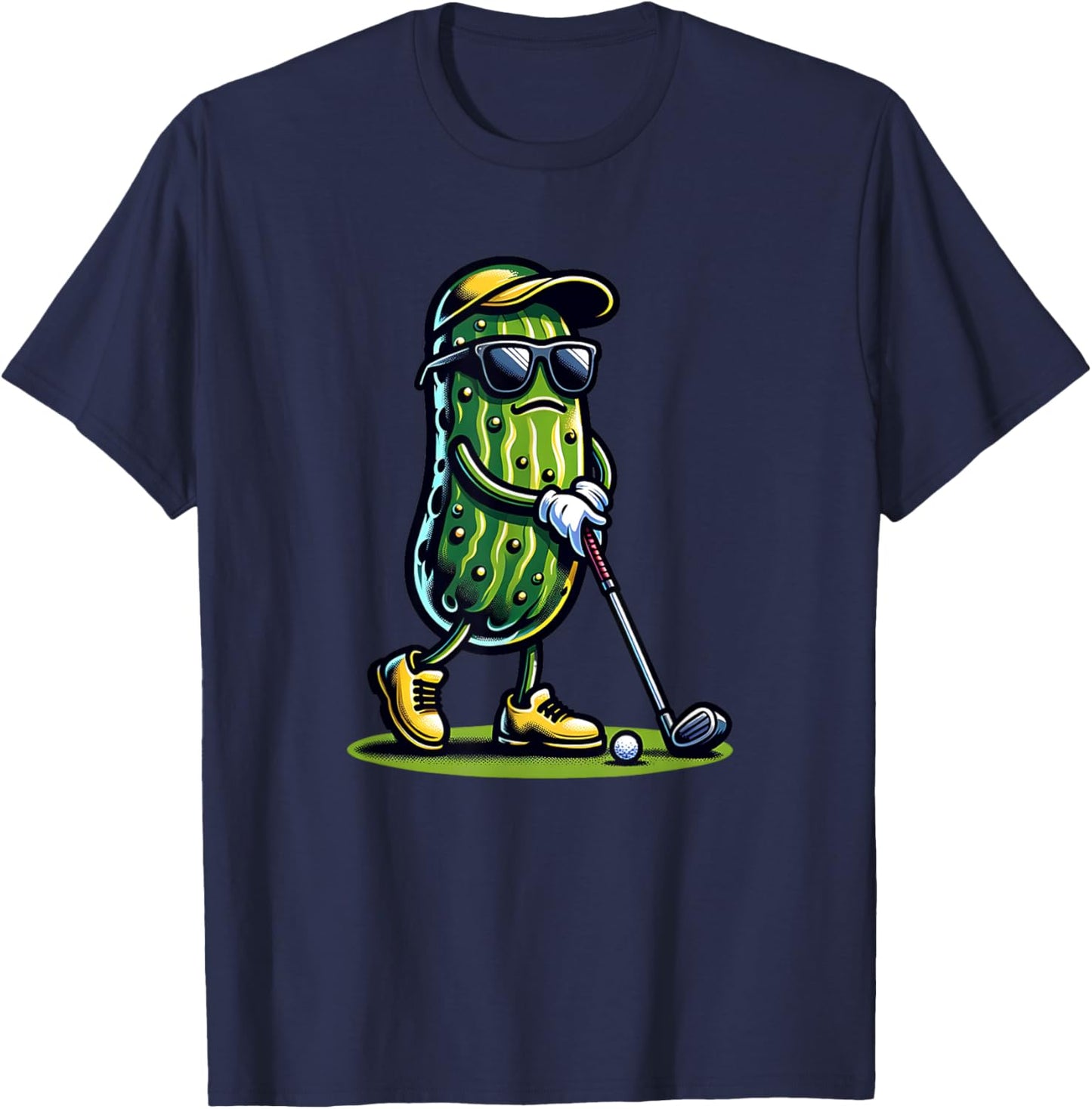 Pickle Playing Golf Funny Sports and Golfing Trendy Humor T-Shirt - T-Shirt | Navy