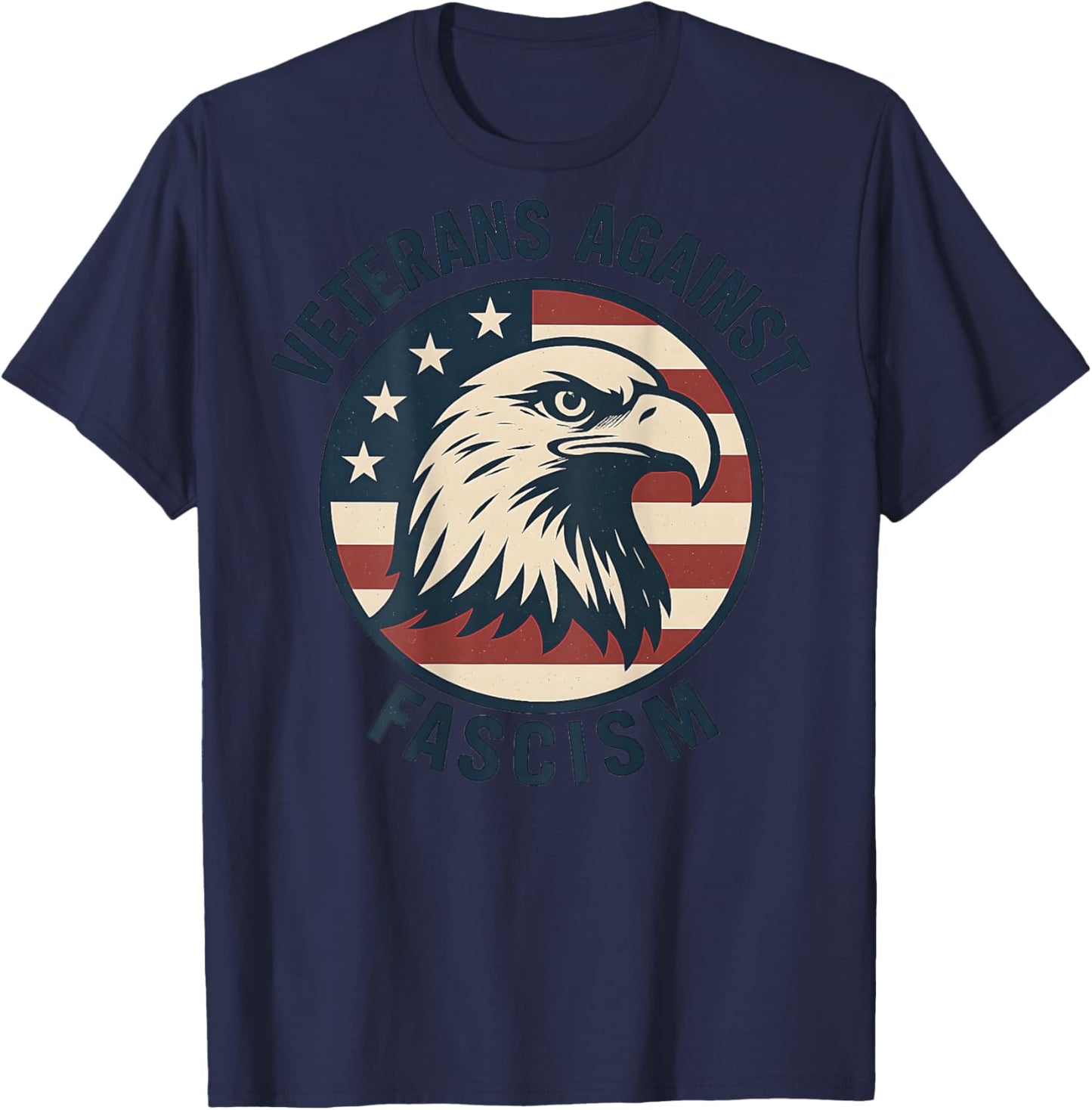 Veterans Against Fascism (On Back Only) T-Shirt - T-Shirt | Navy