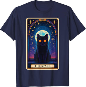 The Stare Cat Tarot Card T-Shirt - T-Shirt | Navy