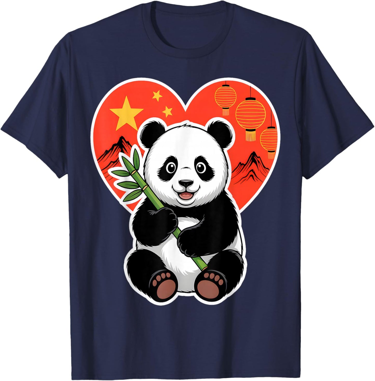 Panda Heart China Bamboo T-Shirt - T-Shirt | Navy