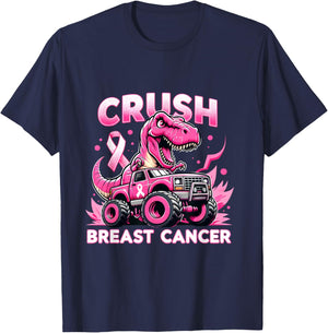 Monster Truck Crush Breast Cancer Support Squad Warrior T-Shirt - T-Shirt | Navy