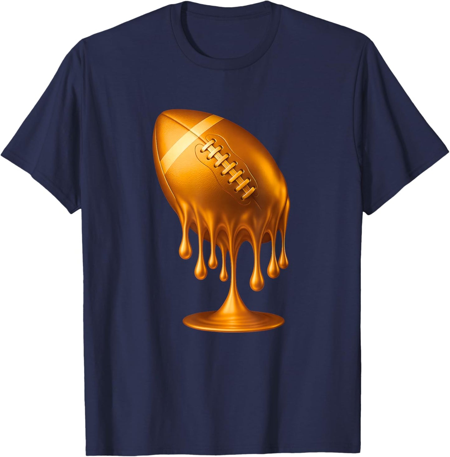 Gold Drip Football Touchdown Player Fans Game Day Tailgate T-Shirt - T-Shirt | Navy