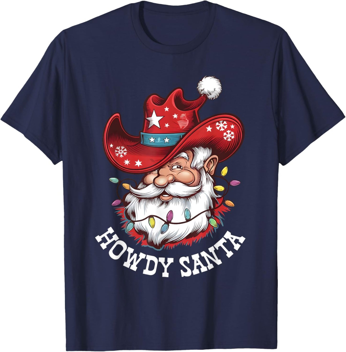 Howdy Santa Cowboy Western Christmas Funny Xmas Costumes T-Shirt - T-Shirt | Navy