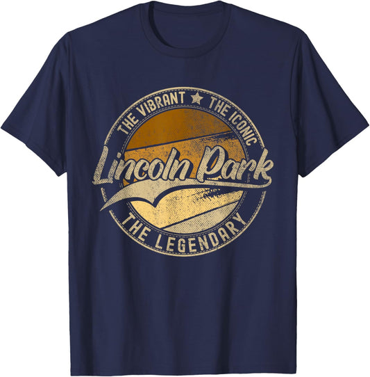Lincoln Park MI | Michigan | Vintage Distressed T-Shirt - T-Shirt | Navy