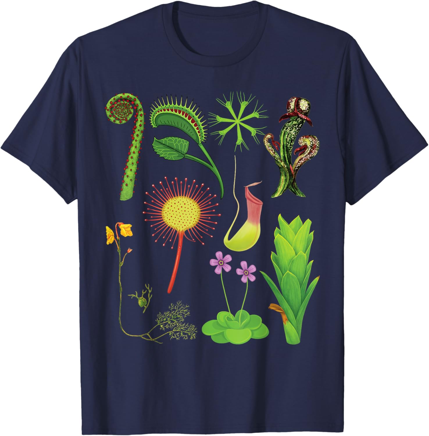 Carnivorous Plants Chart Venus Flytrap, Pitcher Plant T-Shirt - T-Shirt | Navy