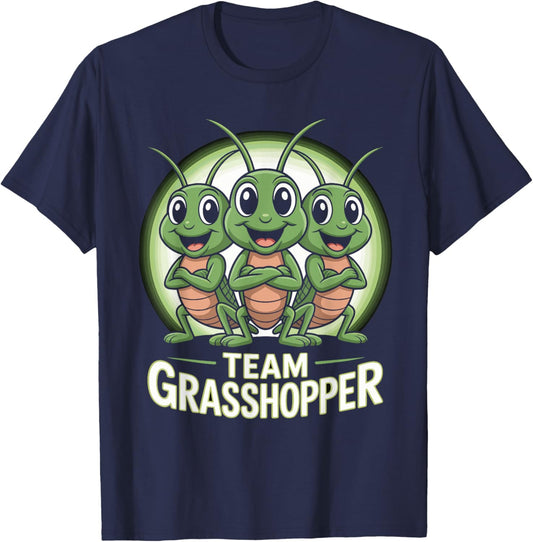 Team Grasshopper Funny Cartoon Insect Kids Party Birthday T-Shirt - T-Shirt | Navy
