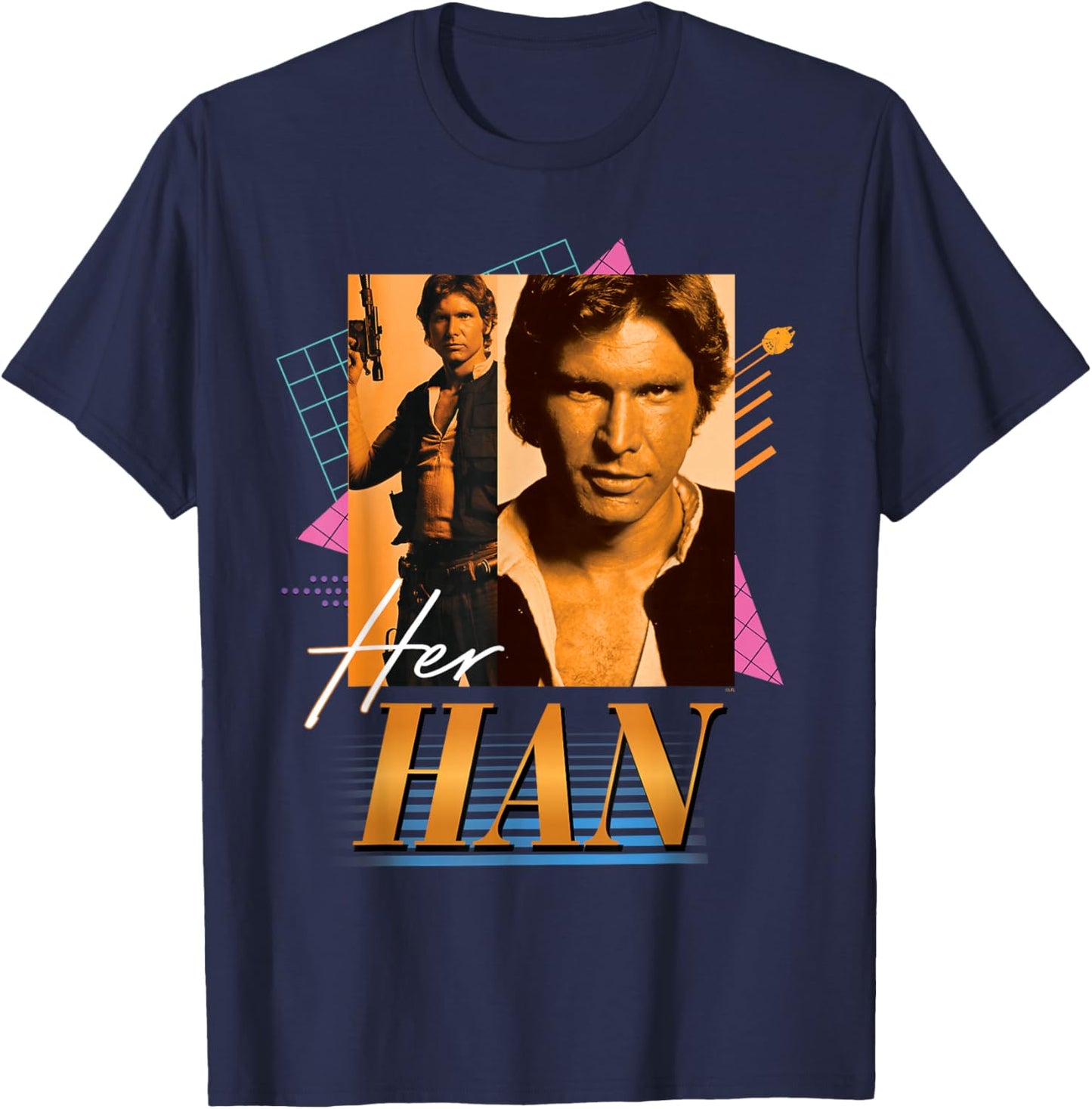 Star Wars Valentine's Day '90s Couples Matching Her Han T-Shirt - T-Shirt | Navy