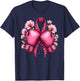 Leo Print Pink Ribbon Boxing Gloves Breast Cancer Awareness T-Shirt - T-Shirt | Navy