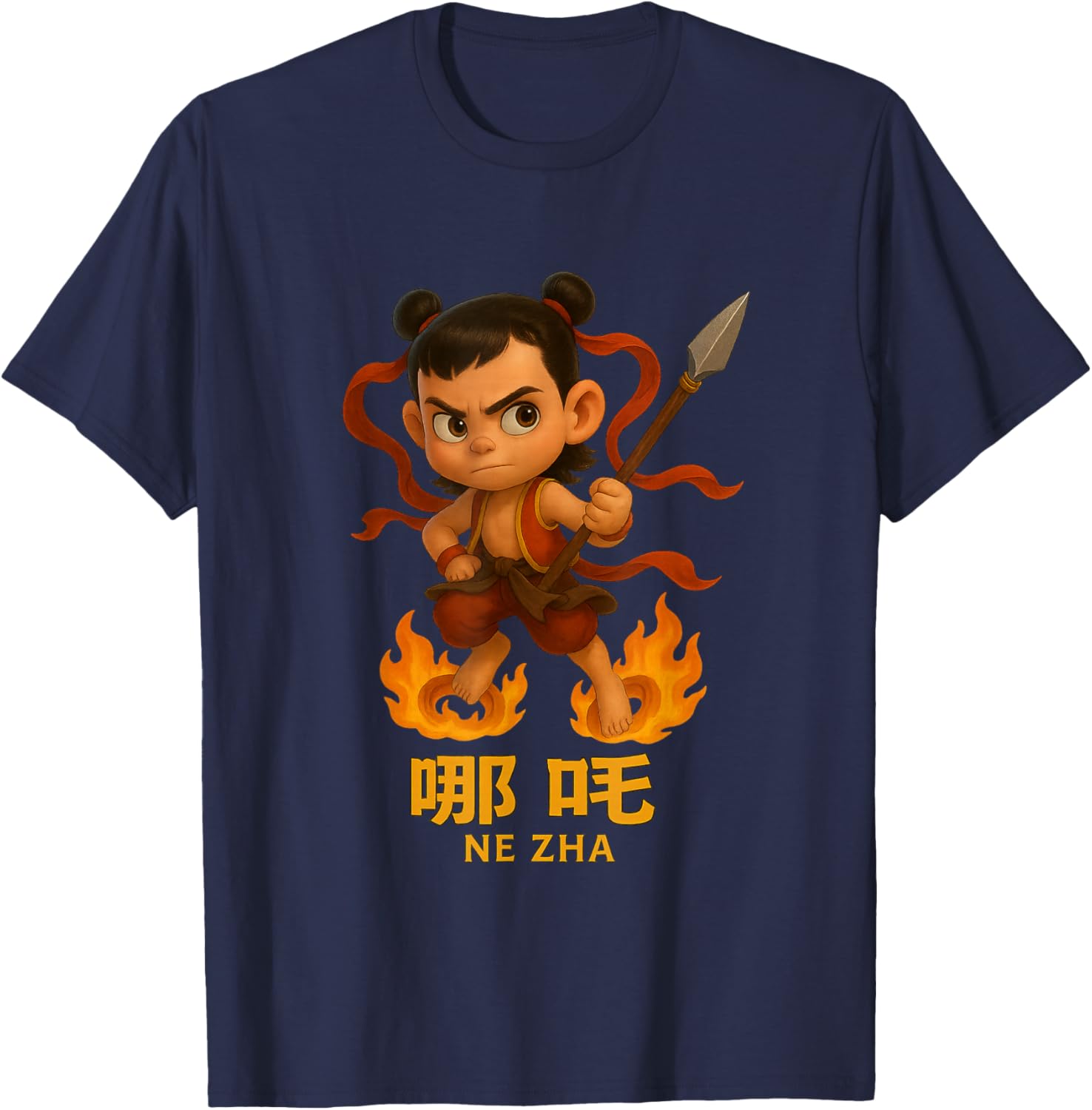 Nezha Chinese Myth Lotus Hero T-Shirt - T-Shirt | Navy