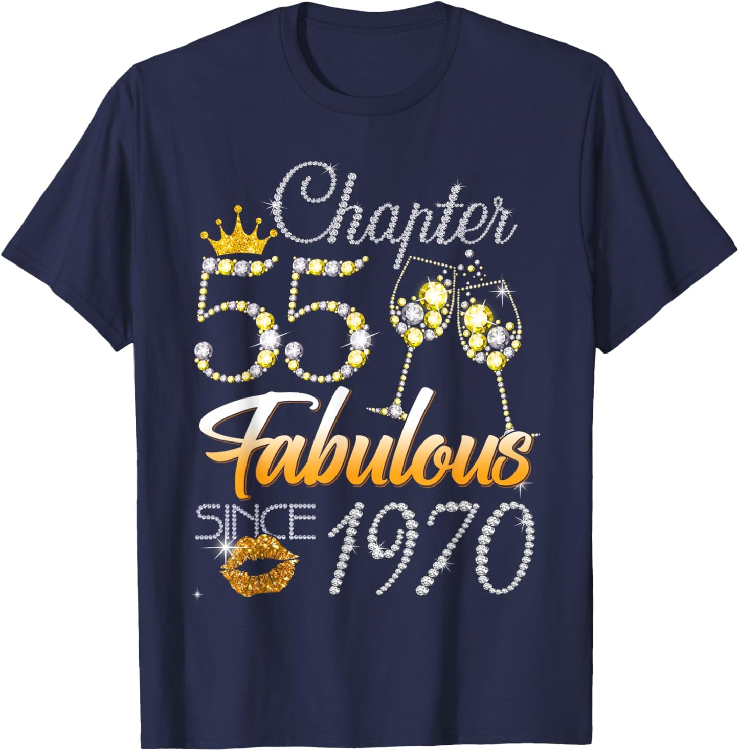 Chapter 55 Fabulous Since 1970 55th Leopard Birthday Queen T-Shirt - T-Shirt | Navy