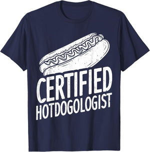 Certified HOTDOGOLOGIST Hotdog Outfit T-Shirt - T-Shirt | Navy
