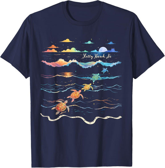 Kitty Hawk North Carolina Sea Turtle Lover Beach T-Shirt - T-Shirt | Navy
