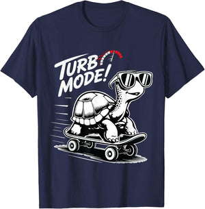 Cool Turtle on Skateboard Funny Turbo Vintage Gift T-Shirt - T-Shirt | Navy