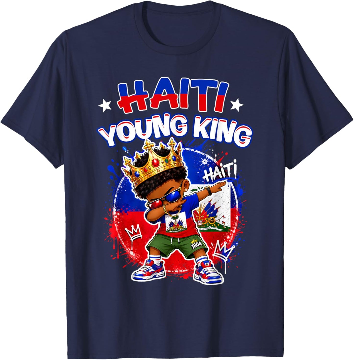 Haiti Young King Haitian Flag Day Independence Day Boys Kids T-Shirt - T-Shirt | Navy