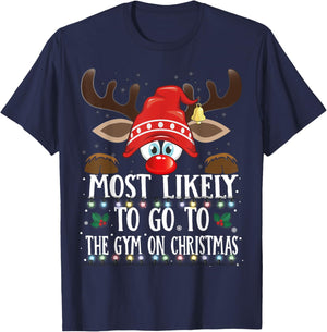 Christmas Matching Most Likely To Go To The Gym PJS T-Shirt - T-Shirt | Navy