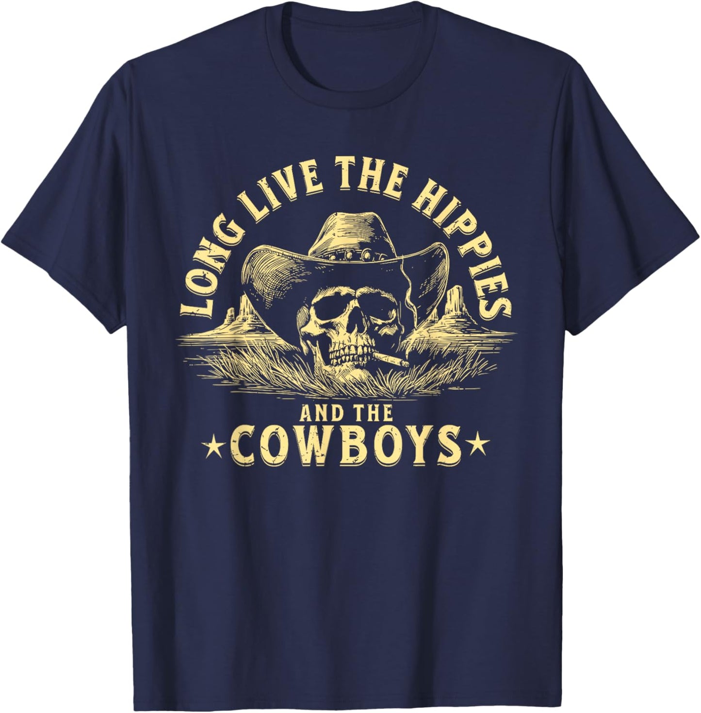 Long Live The Hippies And The Cowboys Country T-Shirt - T-Shirt | Navy