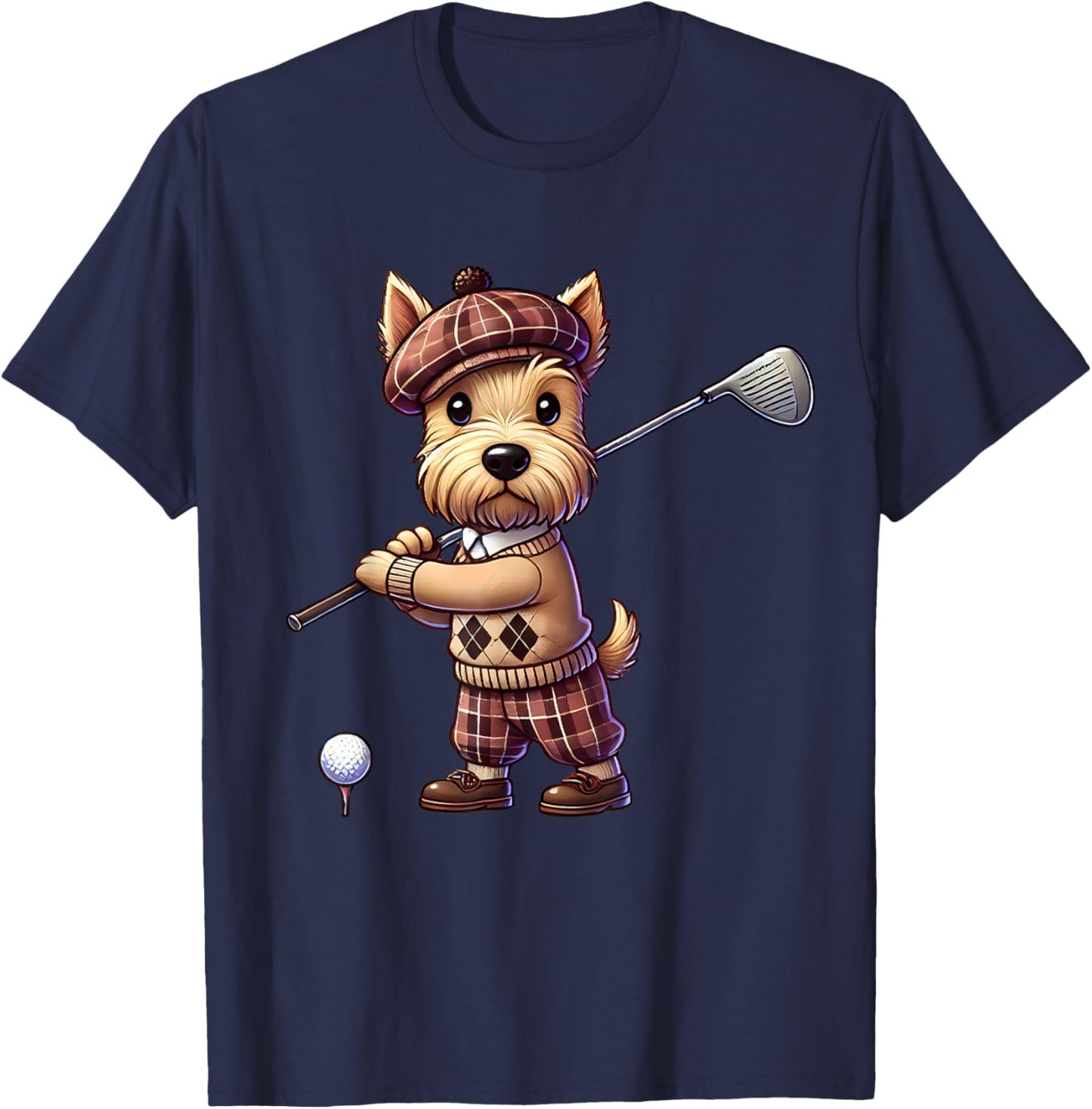 Cute Scottish Terrier Playing Golf Golfer Golfing Men Women T-Shirt - T-Shirt | Navy