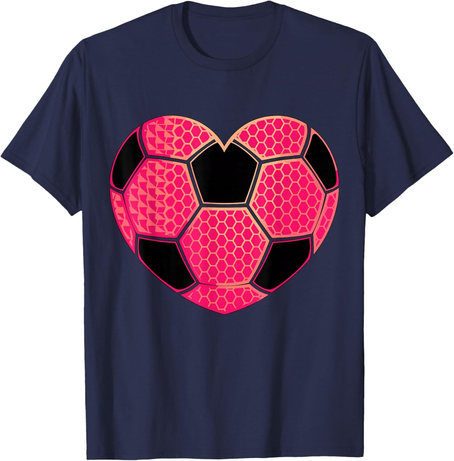 Pink Soccer Heart Soccer Girl T-Shirt - T-Shirt | Navy