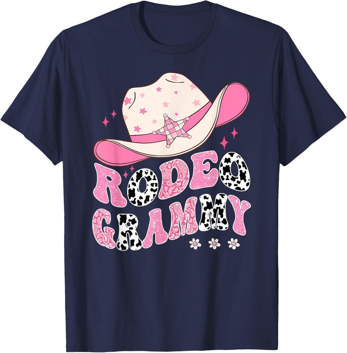 Rodeo Grammy Pink CowGirl 1St Birthday Family Matching T-Shirt - T-Shirt | Navy