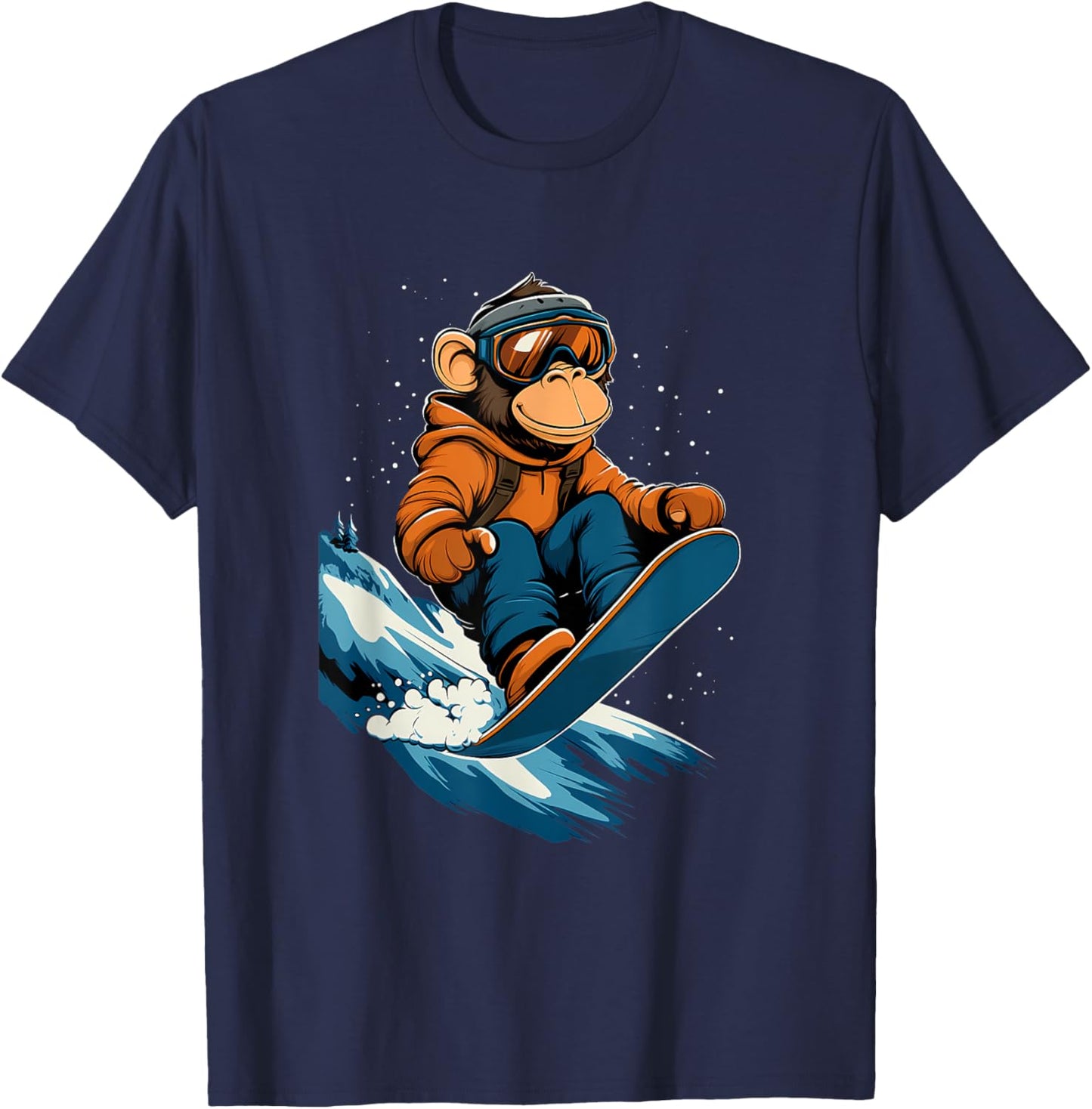 Snowboarding Animals- Monkey on a Snowboard Snowboarding T-Shirt - T-Shirt | Navy