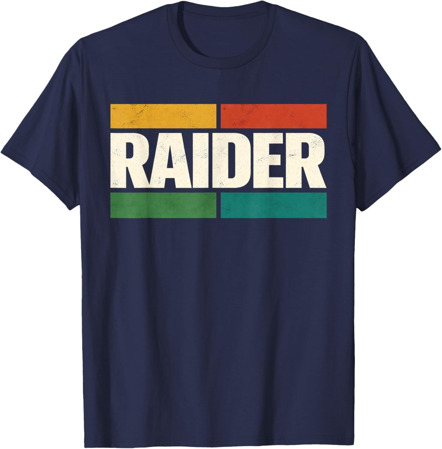 Raider Retro Block Style Bold Graphic Identity T-Shirt - T-Shirt | Navy