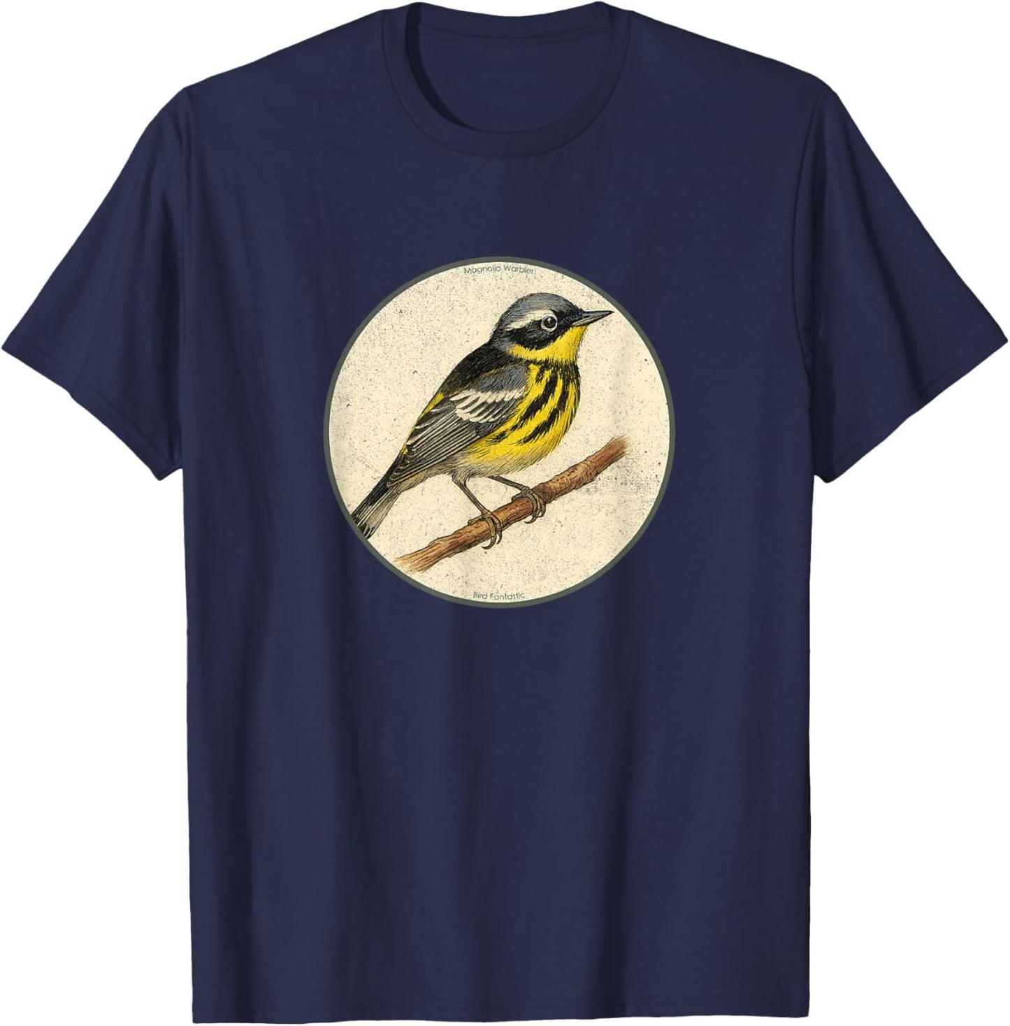 Colorful Retro Magnolia Warbler Bird Design T-Shirt - T-Shirt | Navy