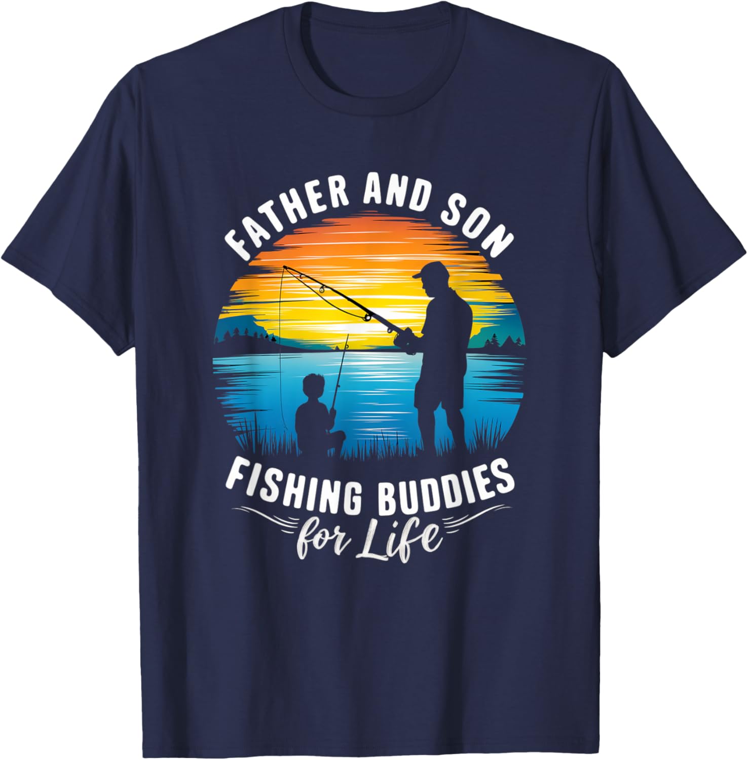 Father and Son Fishing Buddies for Life T-Shirt - T-Shirt | Navy