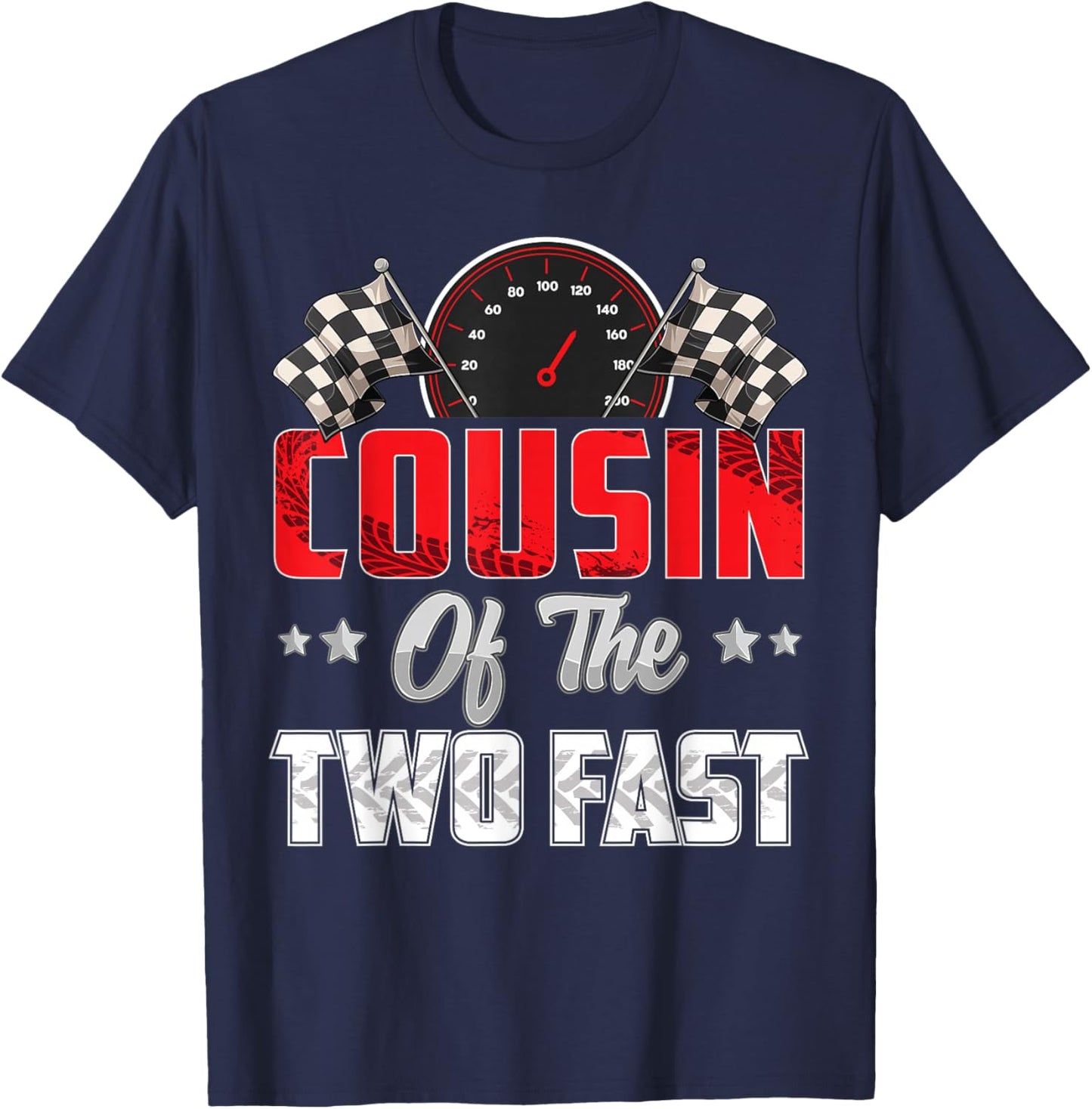 2 year old racing car two fast birthday 2nd Family Cousin T-Shirt - T-Shirt | Navy