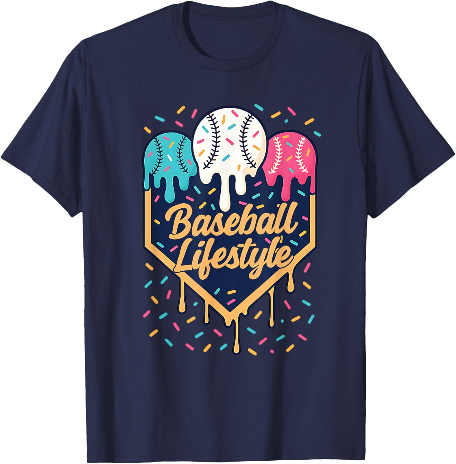 Baseball Lifestyle 101 Apparel Youth Baseball Drip Icecream T-Shirt - T-Shirt | Navy