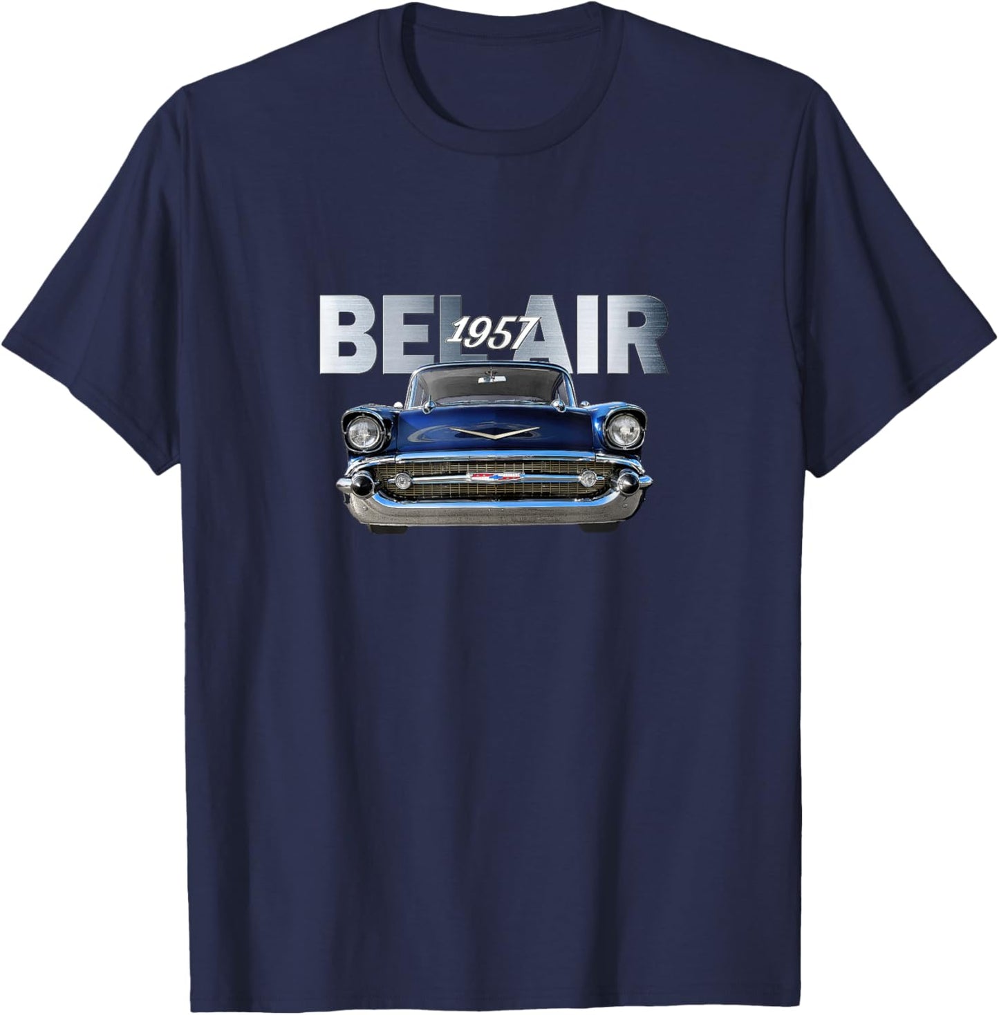VINTAGE 1957 BEL AIR, AMERICAN, TRI-FIVE CLASSIC 50s CAR ART T-Shirt - T-Shirt | Navy