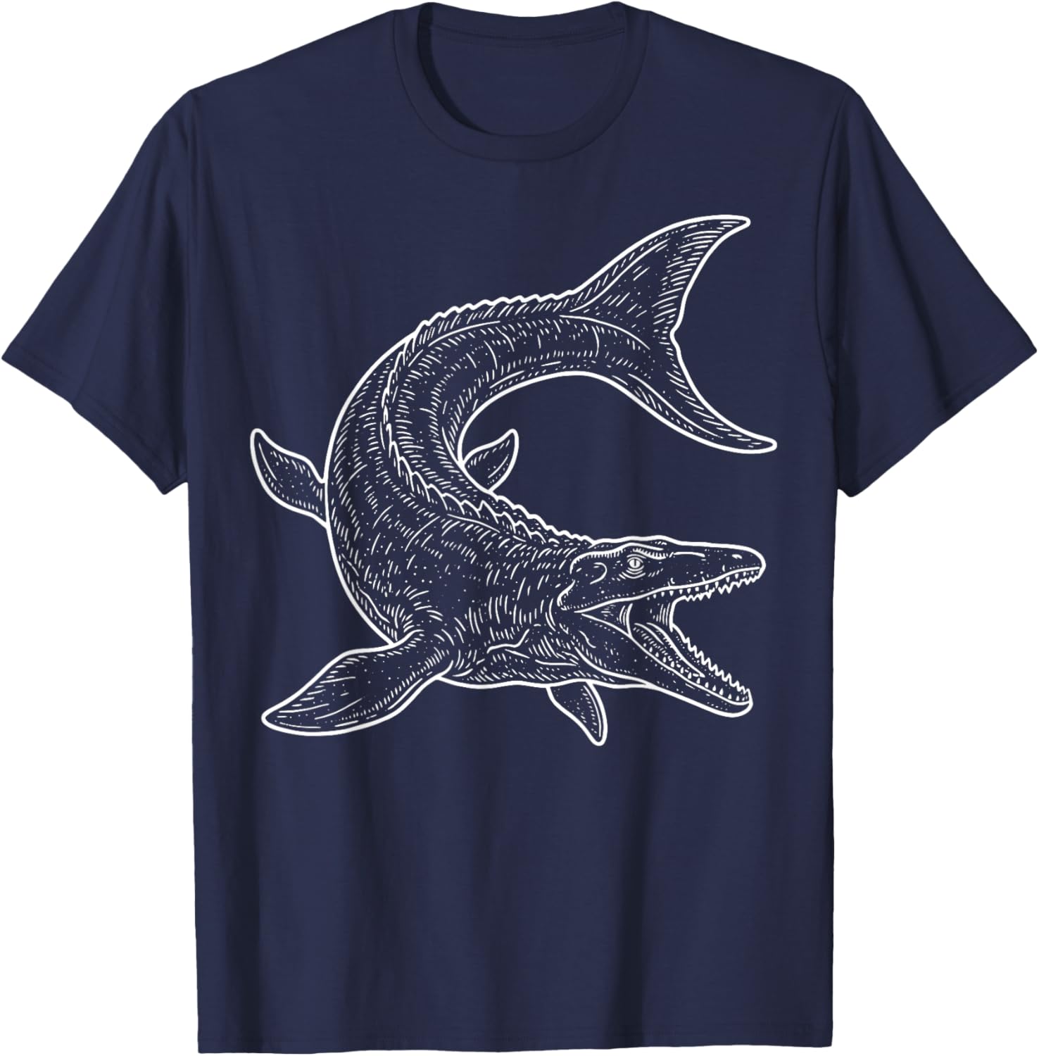 Mosasaurus Illustration Mosasaur T-Shirt - T-Shirt | Navy
