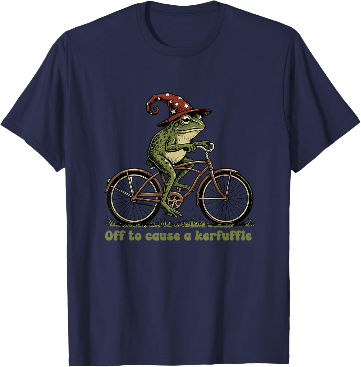 Off to Cause a Kerfuffle Frog Funny Sayings T-Shirt - T-Shirt | Navy
