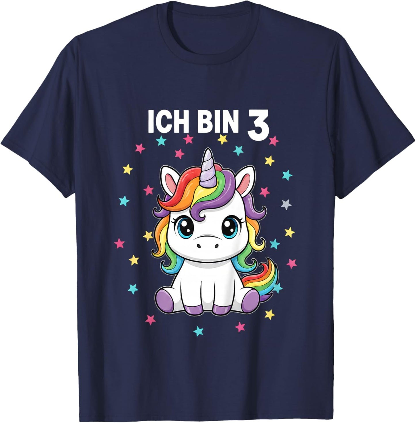 Ich Bin 3 - Süßes Einhorn Kindergeburtstag Junge Mädchen T-Shirt - T-Shirt | Navy