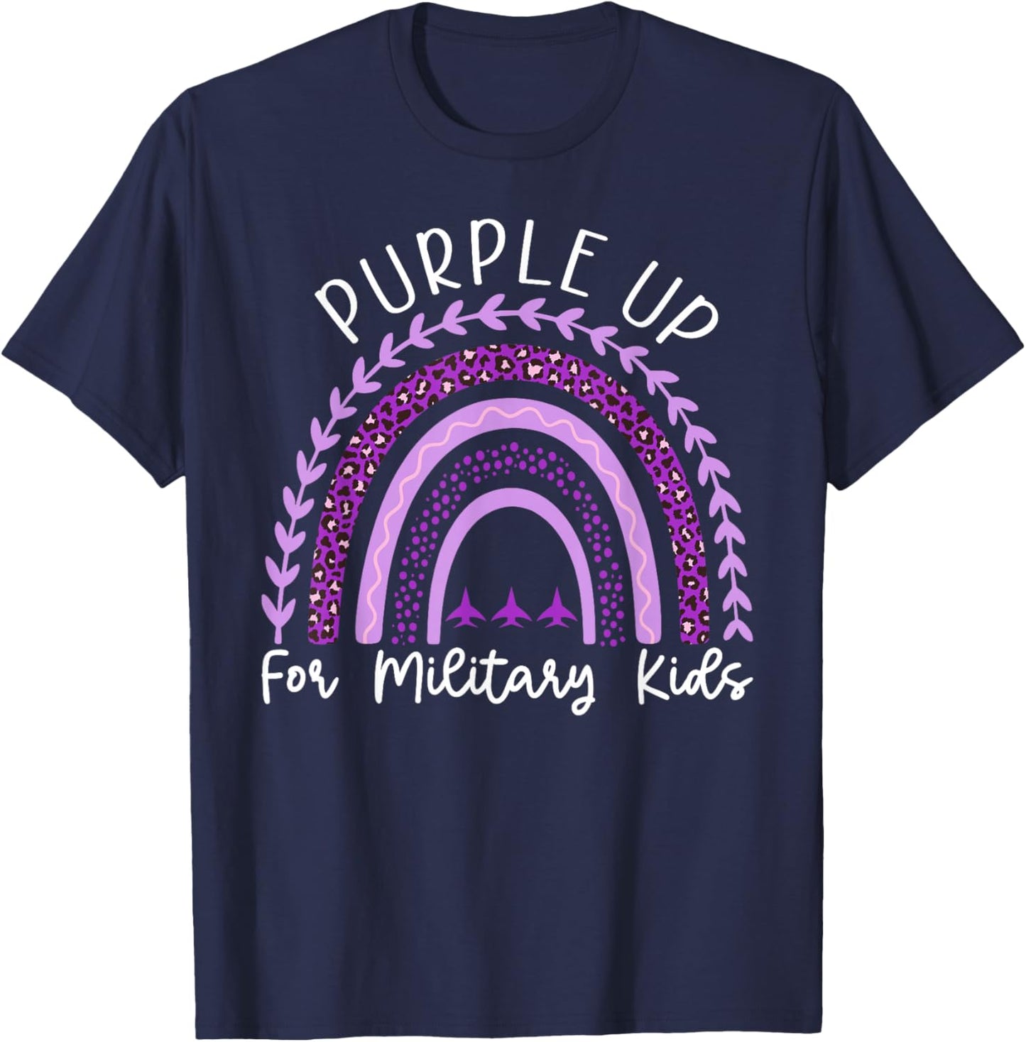 Purple Up for Military Kids Month Military Child Rainbow T-Shirt - T-Shirt | Navy