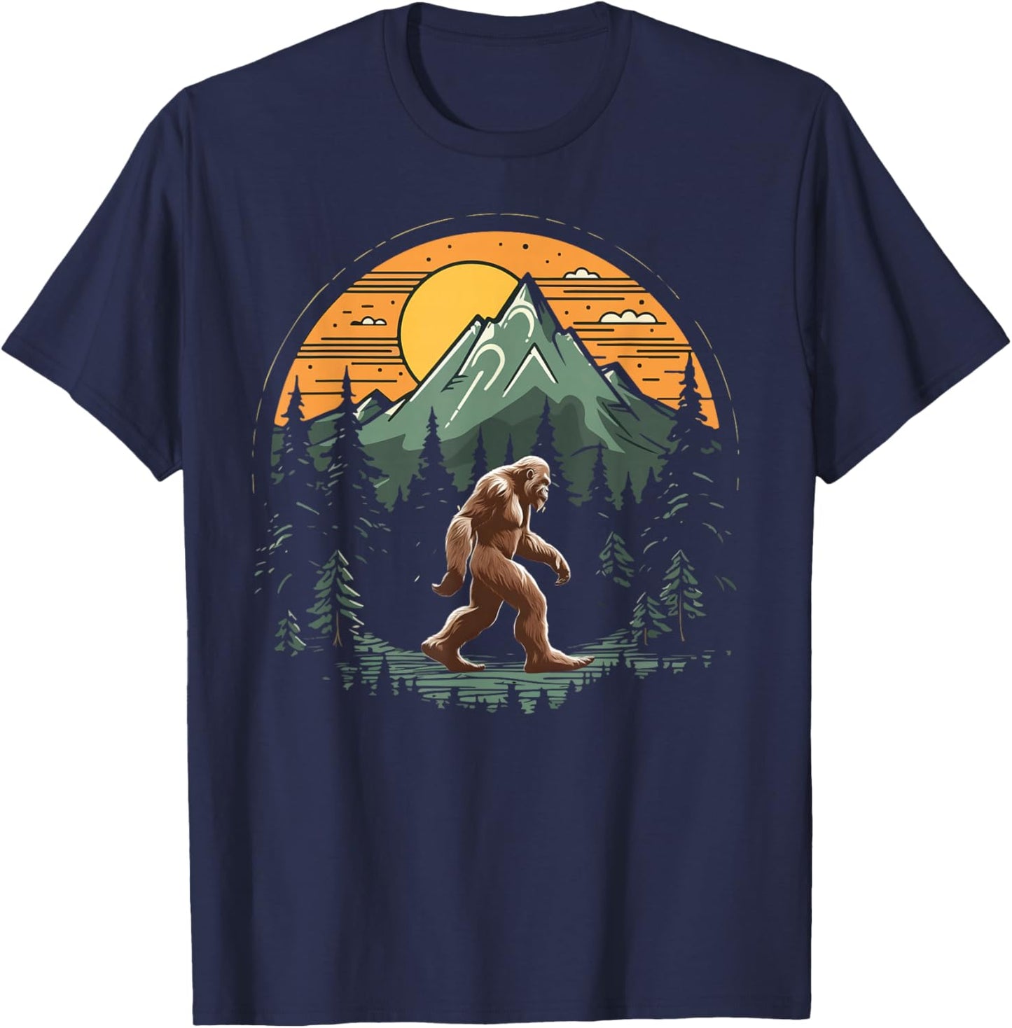 Bigfoot Believer Silhouette Sasquatch Hide And Seek T-Shirt - T-Shirt | Navy