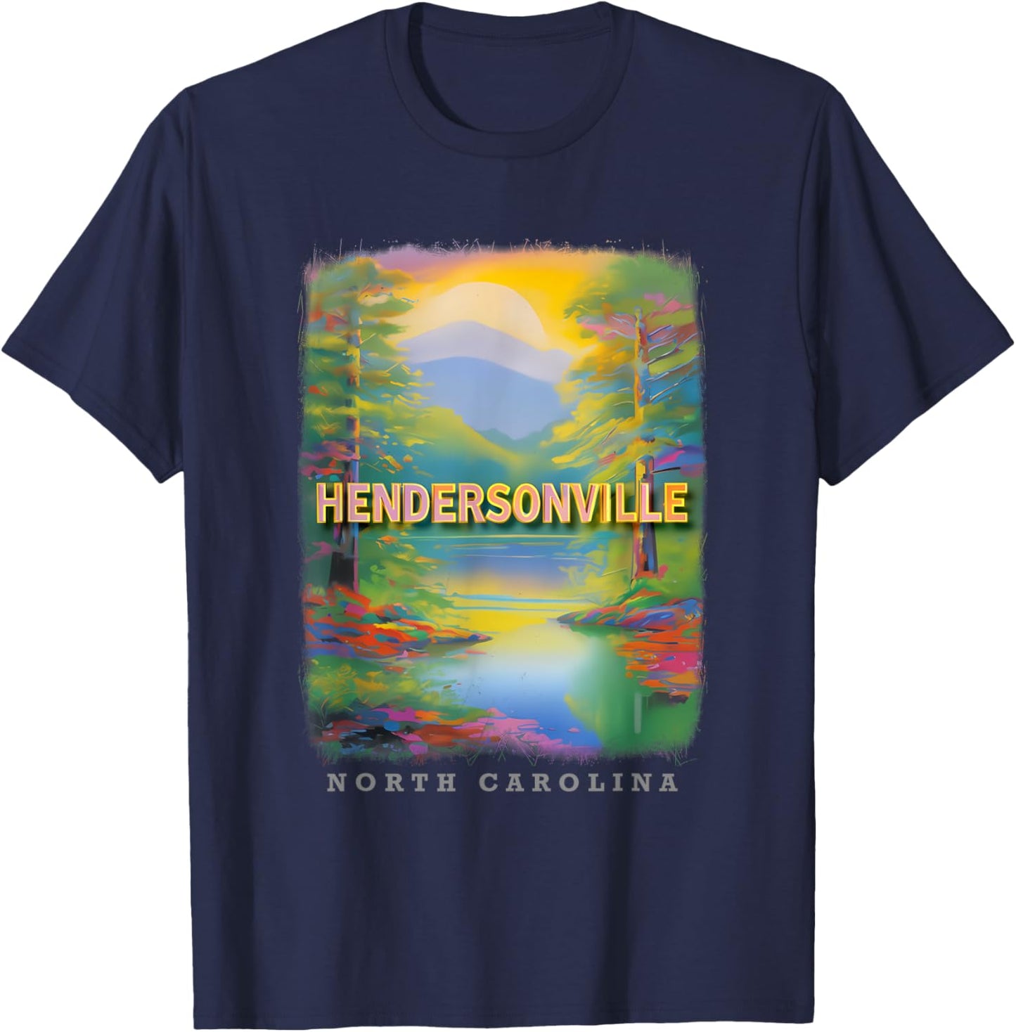 Hendersonville North Carolina NC Mountain Bliss SD484 T-Shirt - T-Shirt | Navy
