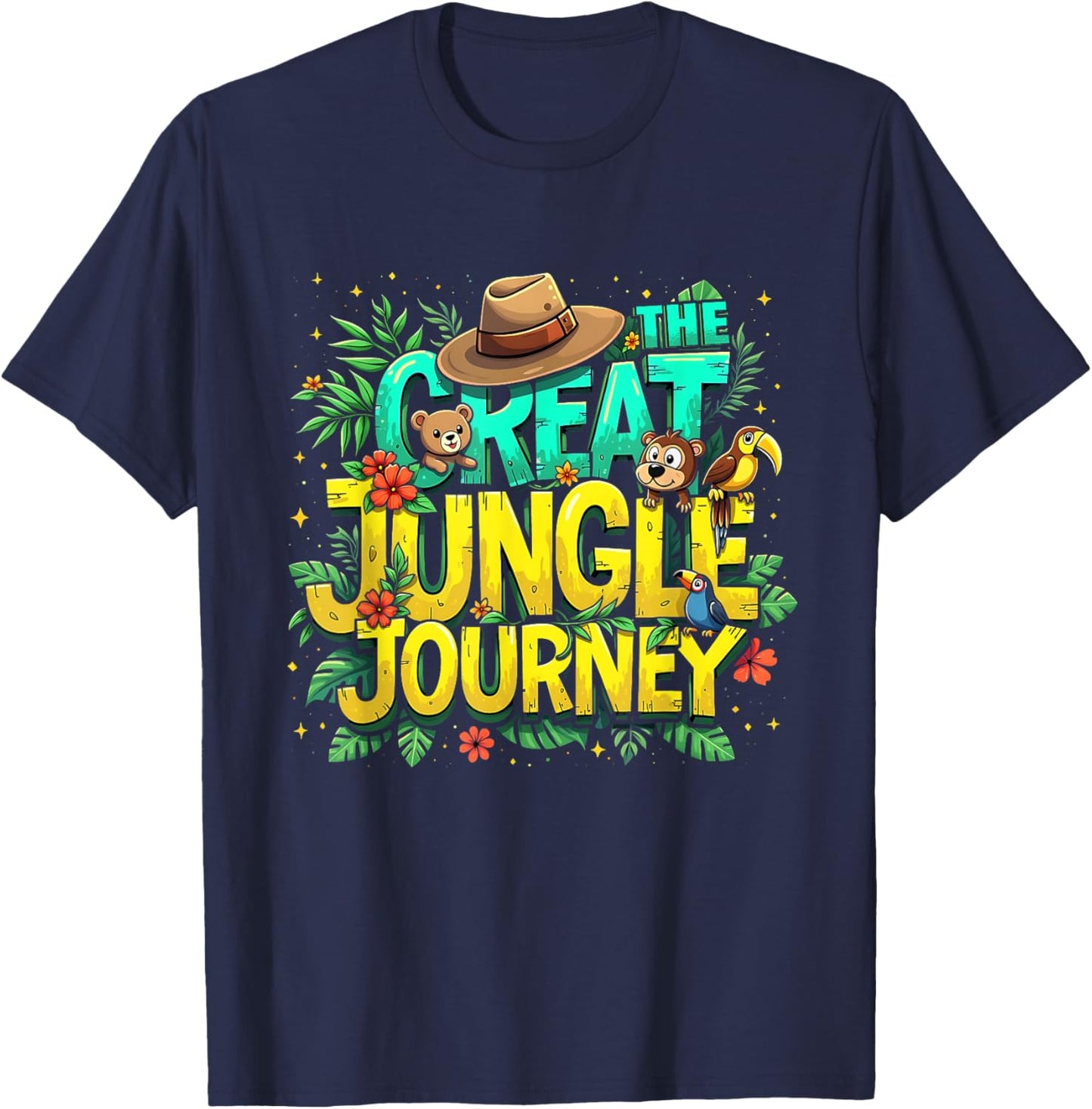 Retro The Great Jungle Journey Adventure Theme VBS Costume T-Shirt - T-Shirt | Navy