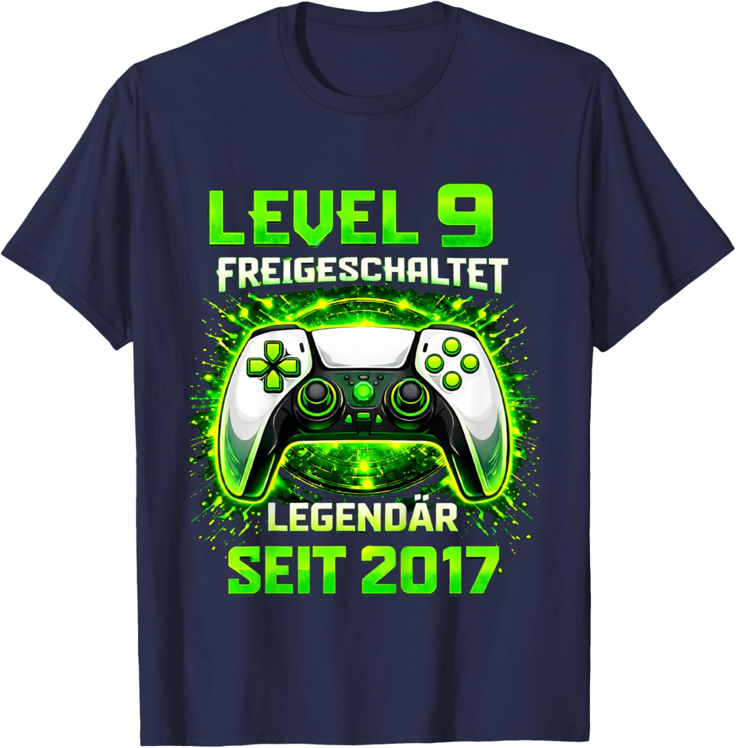Children's Level 9 Birthday Boy Gamer Funny 2017 9th Birthday T-Shirt - T-Shirt | Navy