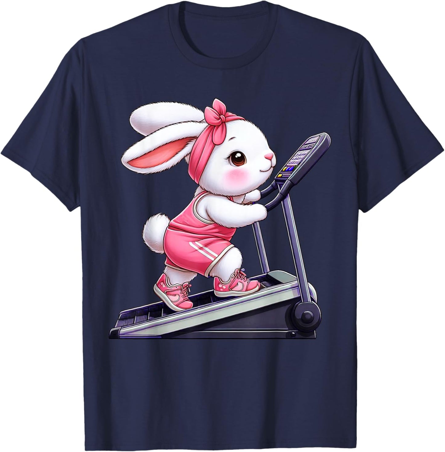 Easter Bunny on Stair Climber Gym Fitness Workout Training T-Shirt - T-Shirt | Navy